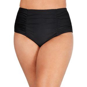 Island Escape Women's Plus Size Ruched Hipster Swim Bottom Separates Black 18W